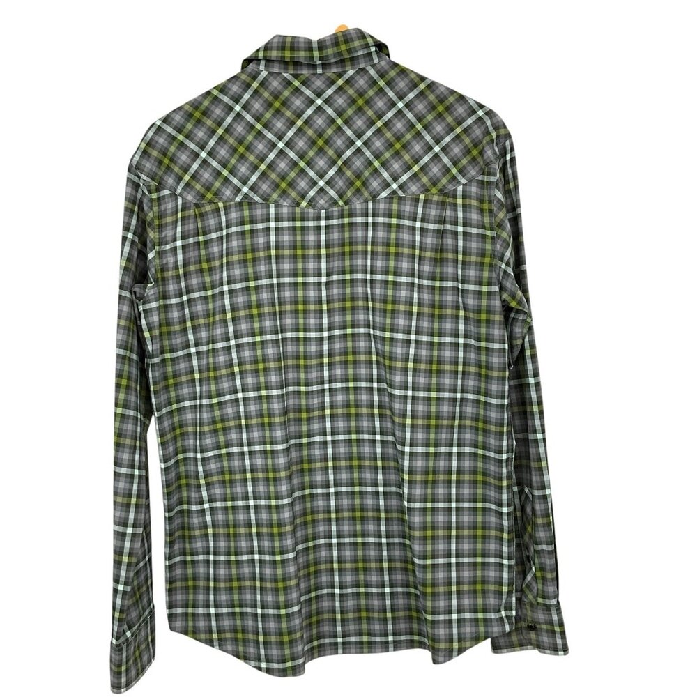 Stio Eddy Tech Shirt Mens Medium Green Plaid Long Sleeve Pearl Snap UPF 50+ - Picture 5 of 13